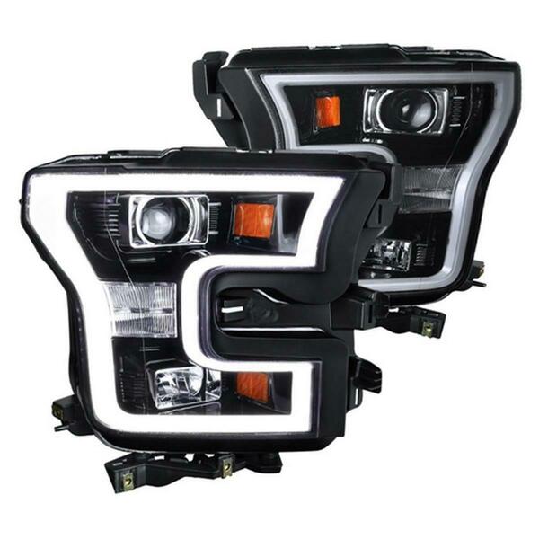 Powerhouse 2015-up Ford F150 Housing with Smoke Lens LED Rim Projector Headlights - Black PO3763479